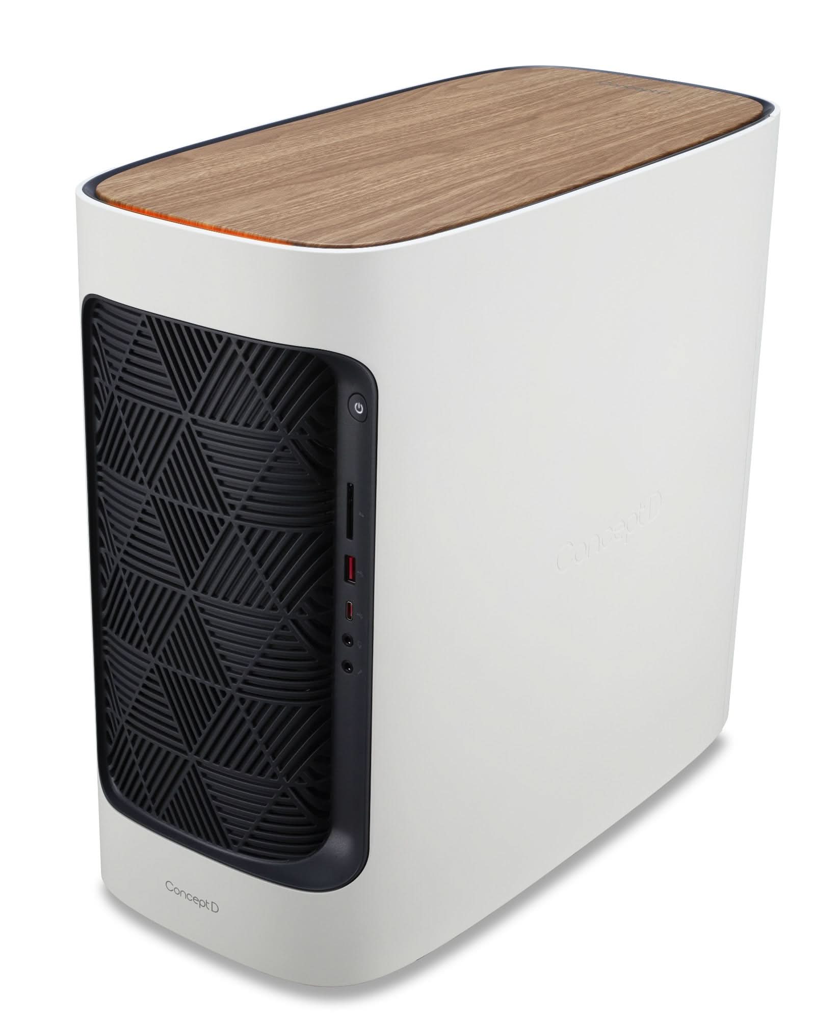 Acer ConceptD CT300 52A Desktop PC - Intel Core i7-11700, NVIDIA RTX 3060 Ti, 16GB DDR4 RAM, 3TB HDD+SSD (White/Black/Brown) - Perfect for Graphic Design, 3D Rendering & Video Editing