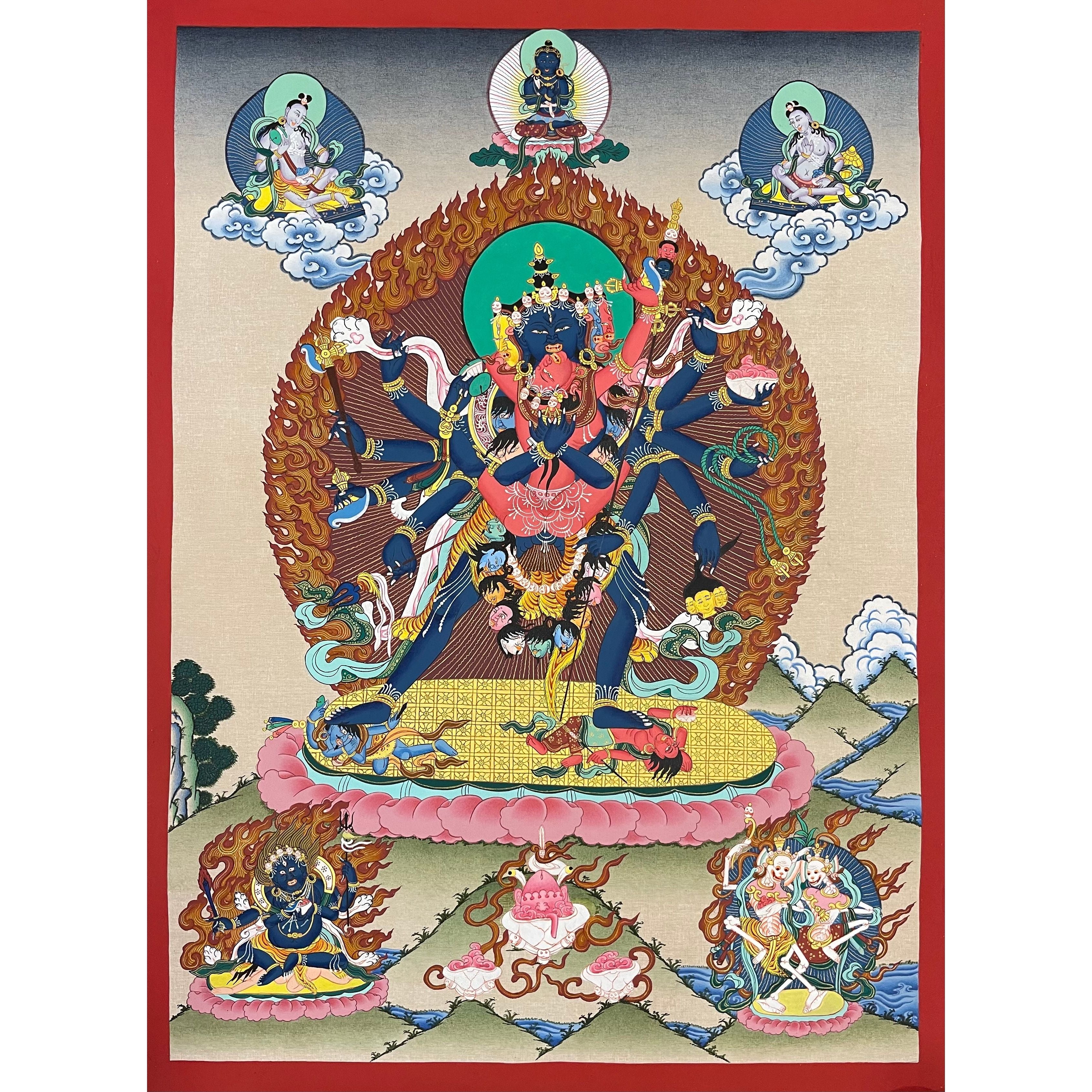 Authentic Chakrasamvara Thangka Hand-Painted Tibetan Buddhist Art for Meditation & Home Decor