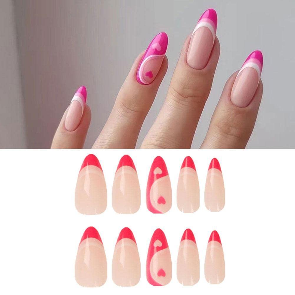 24-Piece Detachable Almond Short False Nails with Glue - French Olive Green Press-On Nail Tips for DIY Nail Art | Full Cover Fake Nails for Women, Parties, and Special Occasions