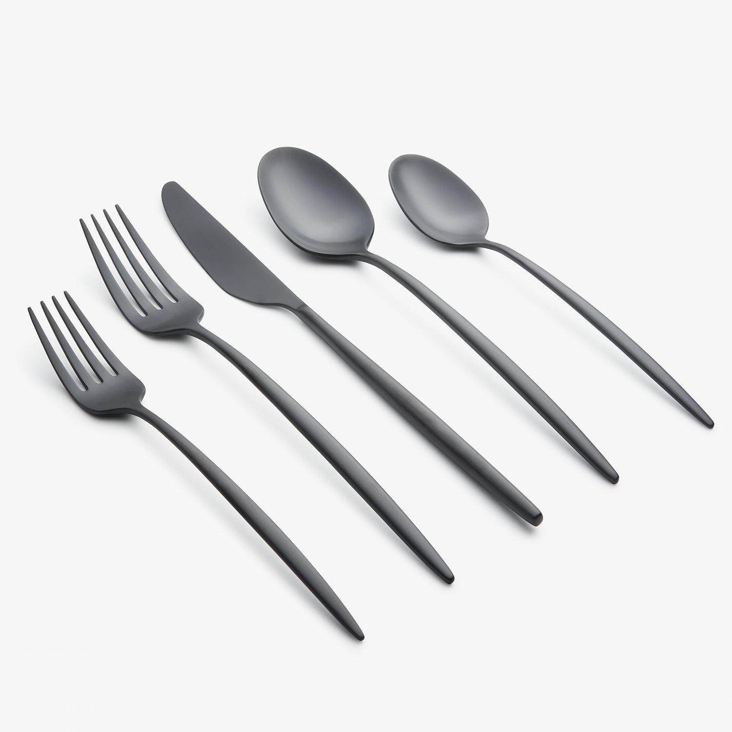 Premium Gaze Black Satin 20-Piece Flatware Set - Stainless Steel Silverware for Formal Dining, Wedding Registry & Elegant Dinner Parties