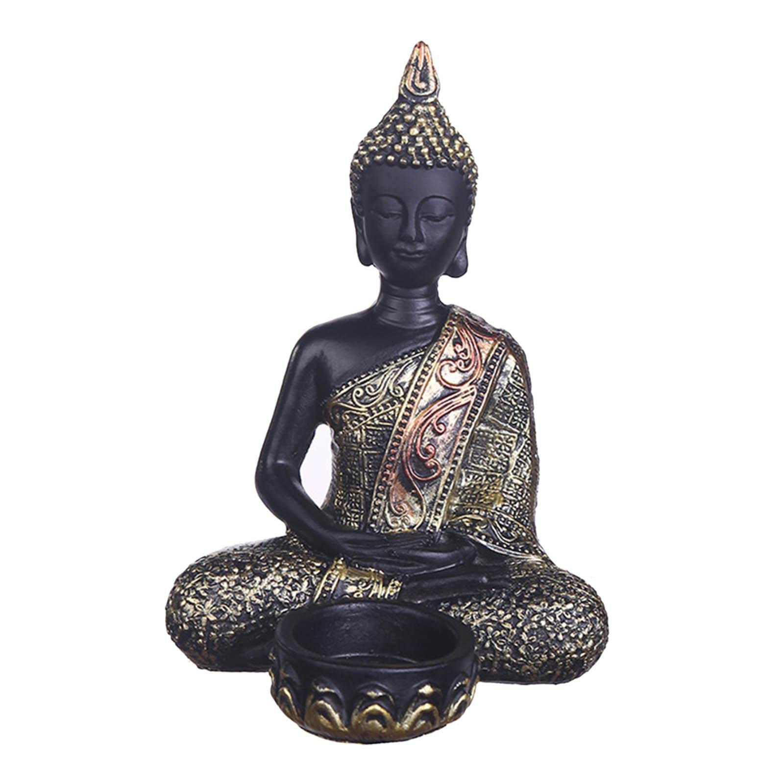 Baoblaze Meditating Buddha Statue - Resin Tealight Holder for Home & Garden Decor - Perfect for Meditation Spaces, Yoga Rooms, and Zen Gardens
