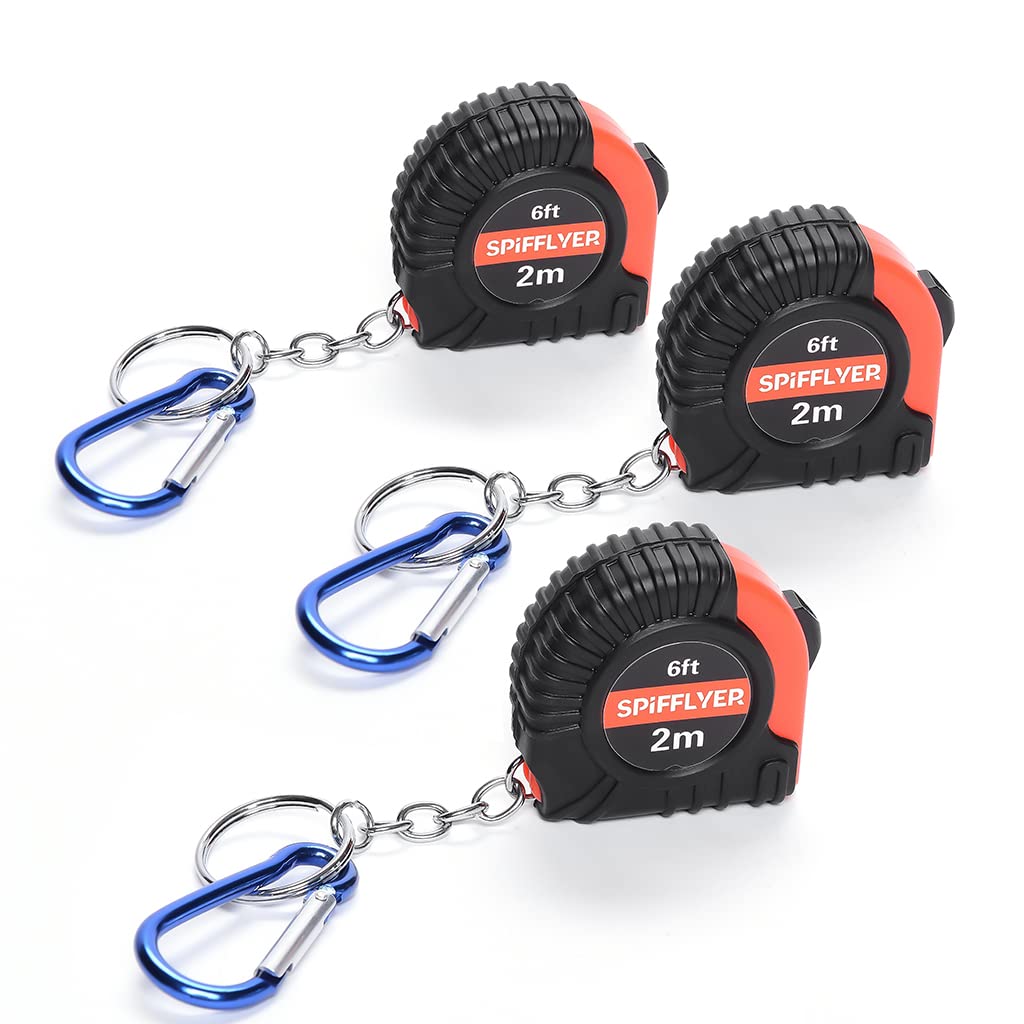 3 Pack Small Tape Measure Keychain - Mini Retractable Measuring Tape with Spring Snap Hook, 6ft/2M - Perfect for DIY, Sewing, Crafting & Home Improvement Projects