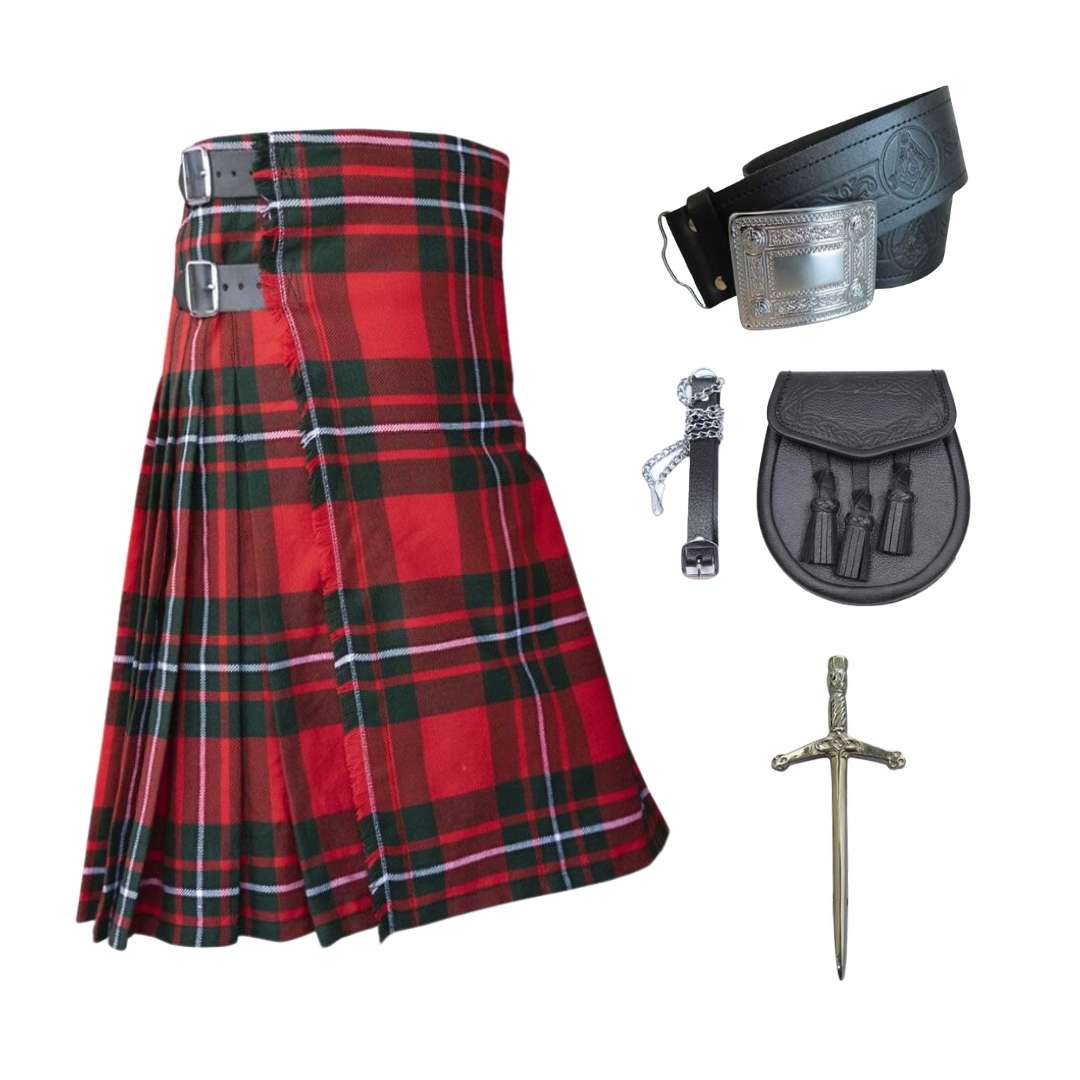 5-Piece MacGregor Modern Tartan Kilt Set for Men - Traditional Scottish Highland Dress for Weddings, Festivals & Cosplay | Premium Wool Blend Fabric