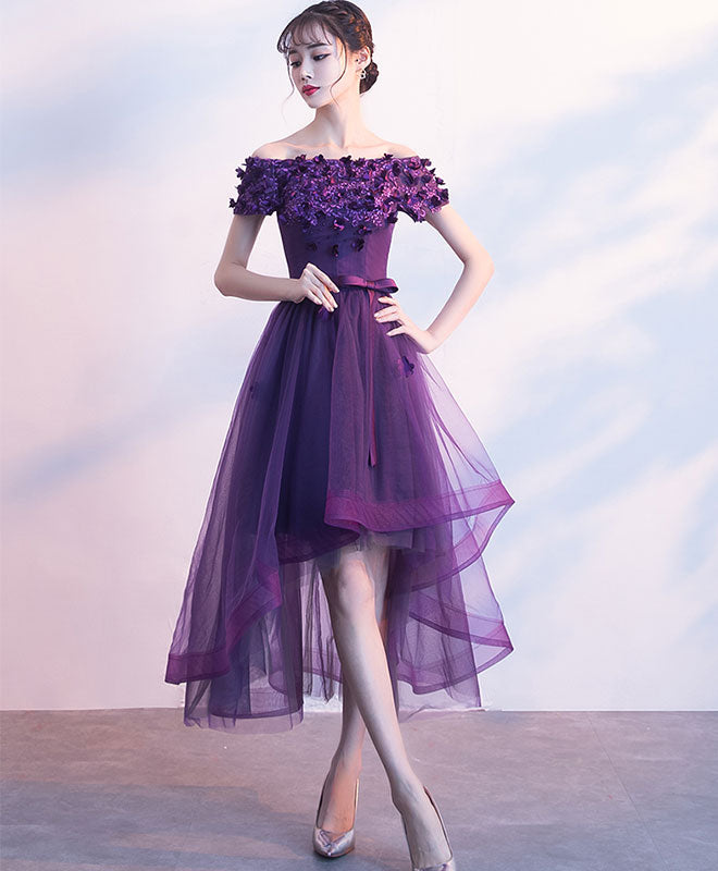 Elegant Purple Tulle Lace Short Prom Dress | Formal Evening Gown for Homecoming, Cocktail Parties & Special Occasions