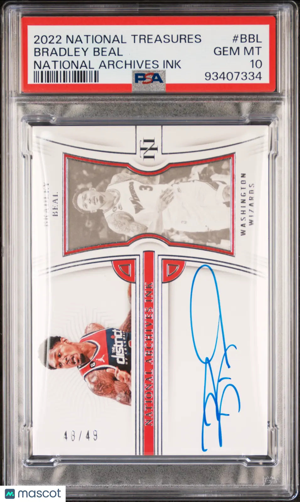 2022 Panini National Treasures National Archives Ink Bradley Beal PSA 10 48/49 Basketball Trading Card - Perfect for Collectors, Investment & Sports Memorabilia Displays