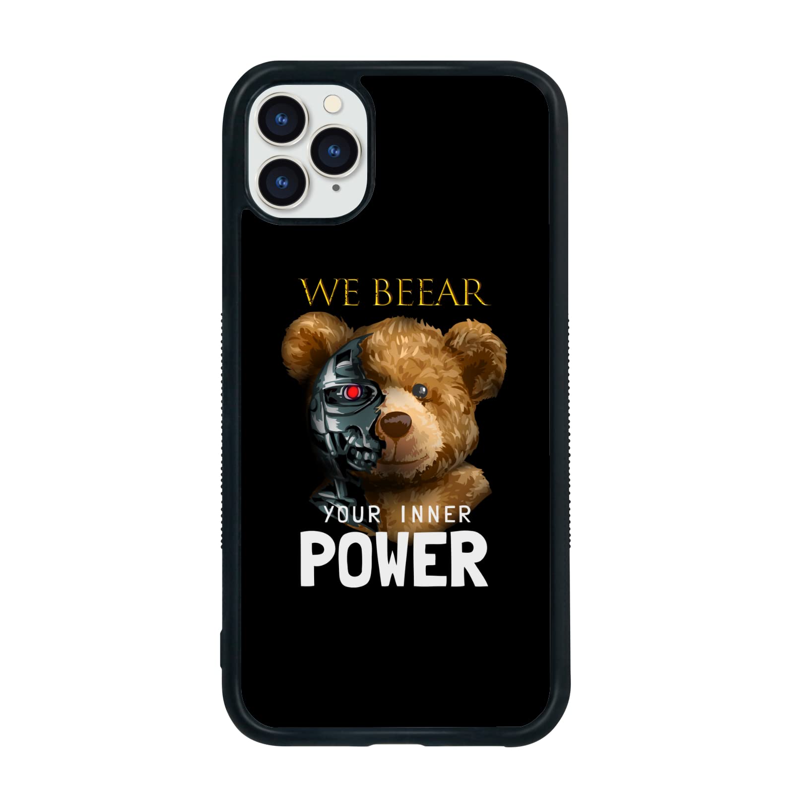 FANXI Cute Bear Shockproof Protective Phone Case for iPhone 11 Pro Max (6.5 Inch) - Durable Soft TPU Cover for Men, Women, Boys & Girls - Perfect for Daily Use, Travel & Outdoor Activities - Black