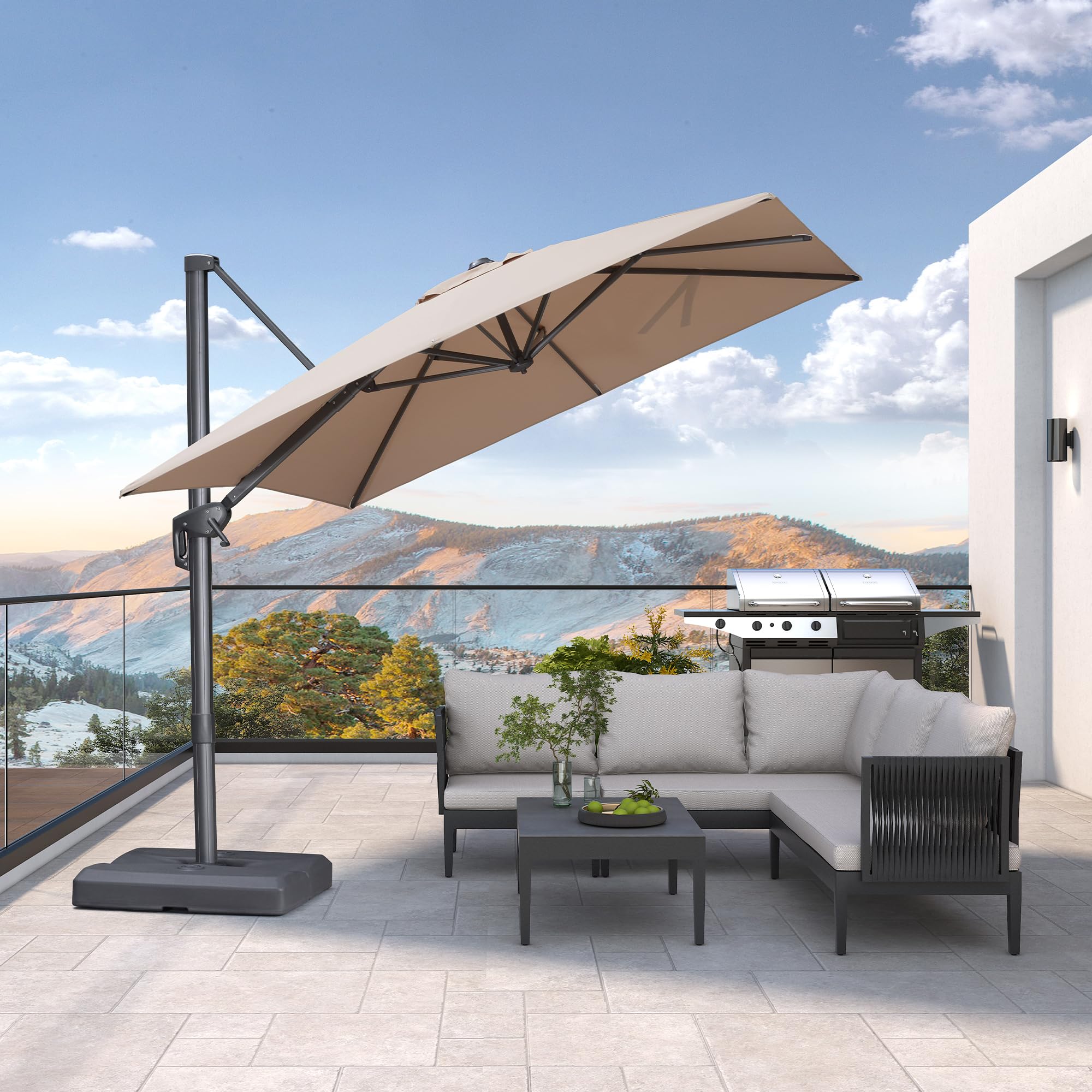 **Purple Leaf 8 FT Cantilever Patio Umbrella – Outdoor Aluminum Offset Square Umbrella with 360-Degree Rotation, Fade-Resistant Recycled Fabric (3-Year Warranty) – Perfect for Deck, Pool, Garden, and Backyard Relaxation**