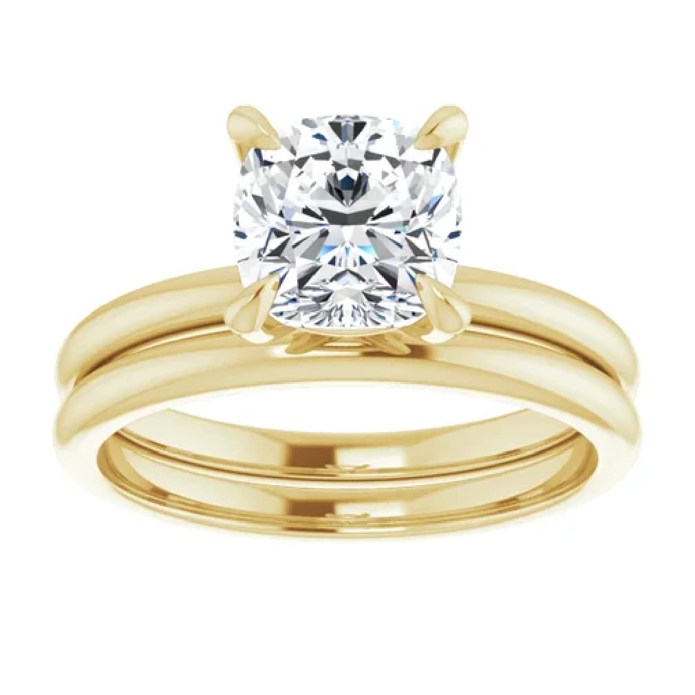Handmade Moissanite Engagement Ring Set 2 Carat - Solitaire Bridal Wedding Ring for Women - VVS1 Colorless Diamond Alternative - 925 Silver/10K 14K 18K Gold - Anniversary Gift for Her - Perfect for Proposals, Weddings & Special Occasions