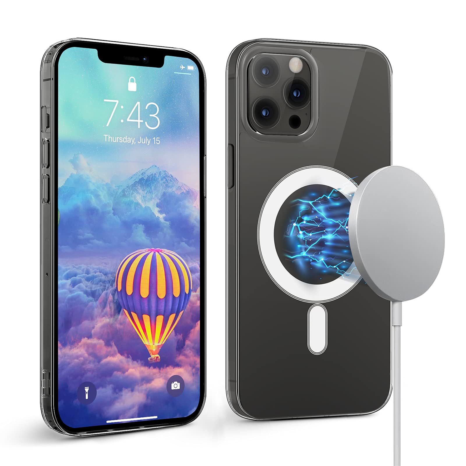 Clear Magnetic Phone Case for iPhone 12 Pro Max - Yellow Resistant, Slim & Cute Hard Back with Soft Silicone TPU Bumper Cover | Thin Shockproof Protective Case for iPhone 12 Pro Max 6.7 Inch | Perfect for Everyday Use, Work & Travel