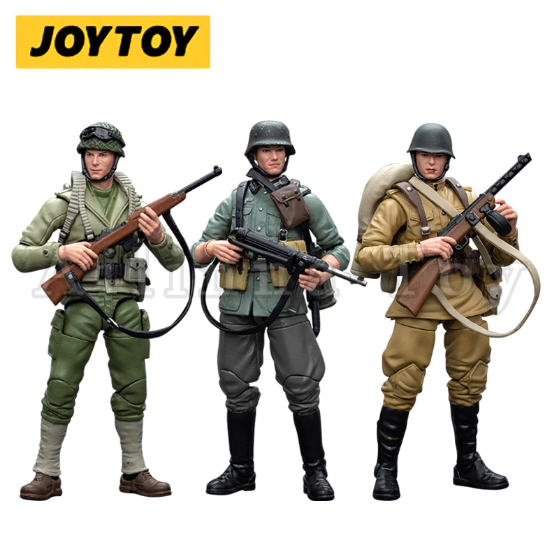 1/18 JOYTOY 3.75 Inch WWII Military Action Figures - German Wehrmacht, Soviet Red Army & US Army Soldiers - Collectible Toy Soldiers for War Games, Dioramas & Display