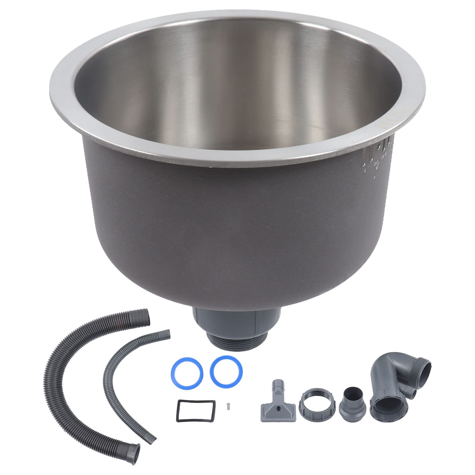 30cm Round Stainless Steel Undermount Kitchen Sink - Single Bowl Design - Perfect for Home Kitchens, Bars, Outdoor Spaces, and RV Camping