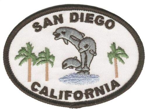 San Diego Dolphin Iron-On Patch - Embroidered California Souvenir for Jackets, Hats & Backpacks - Perfect for Travel Gifts & DIY Crafts