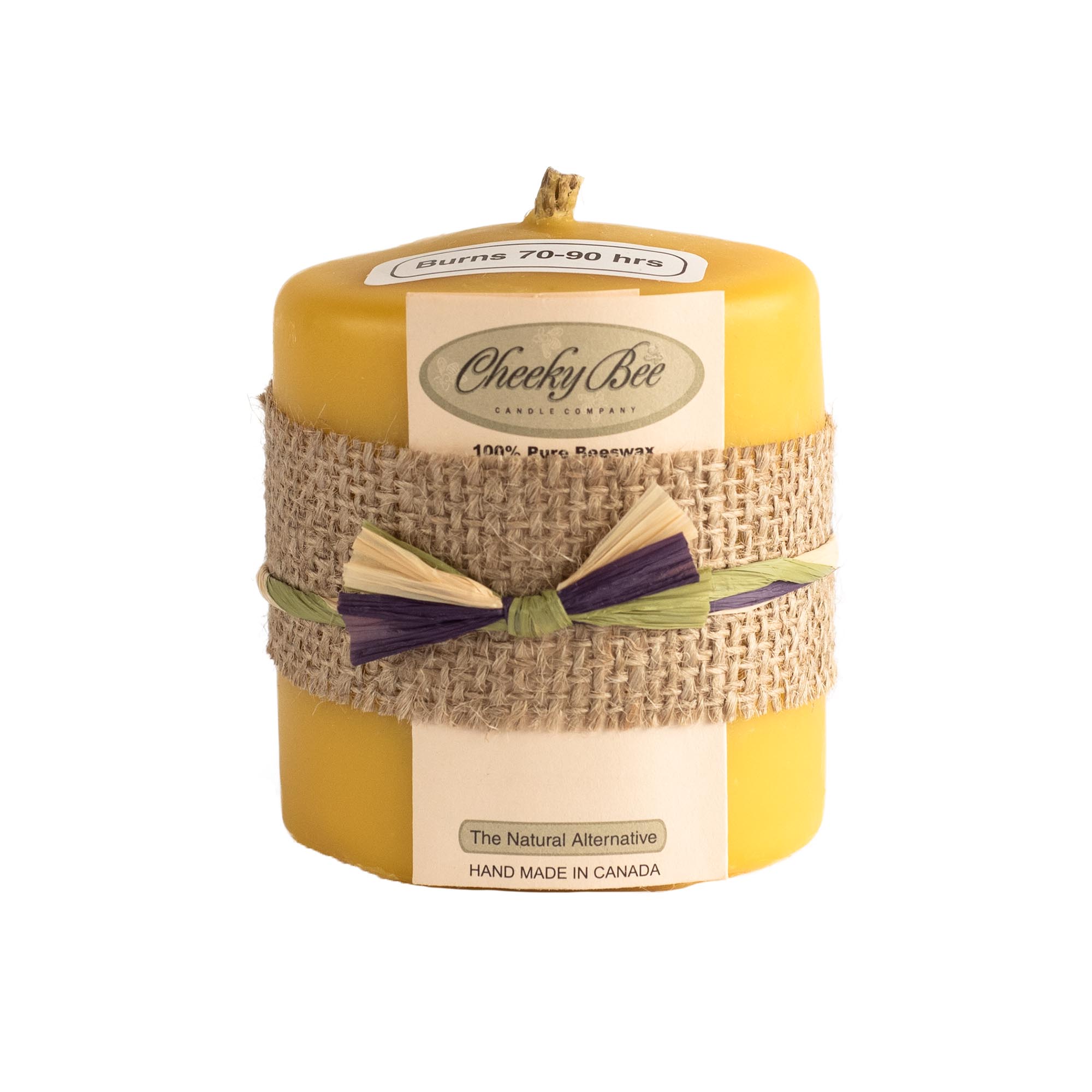 Premium 3x3 Inch Gold Traditional Smooth Pillar Beeswax Candle - Handmade Pure Beeswax, Long Burn Time, Elegant Home Decor for Weddings, Romantic Dinners & Relaxing Spa Nights