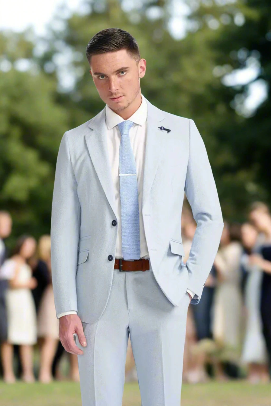 Cavani Men's Sky Blue Blazer Jacket - Slim Fit Formal Suit Coat for Business, Wedding & Special Occasions