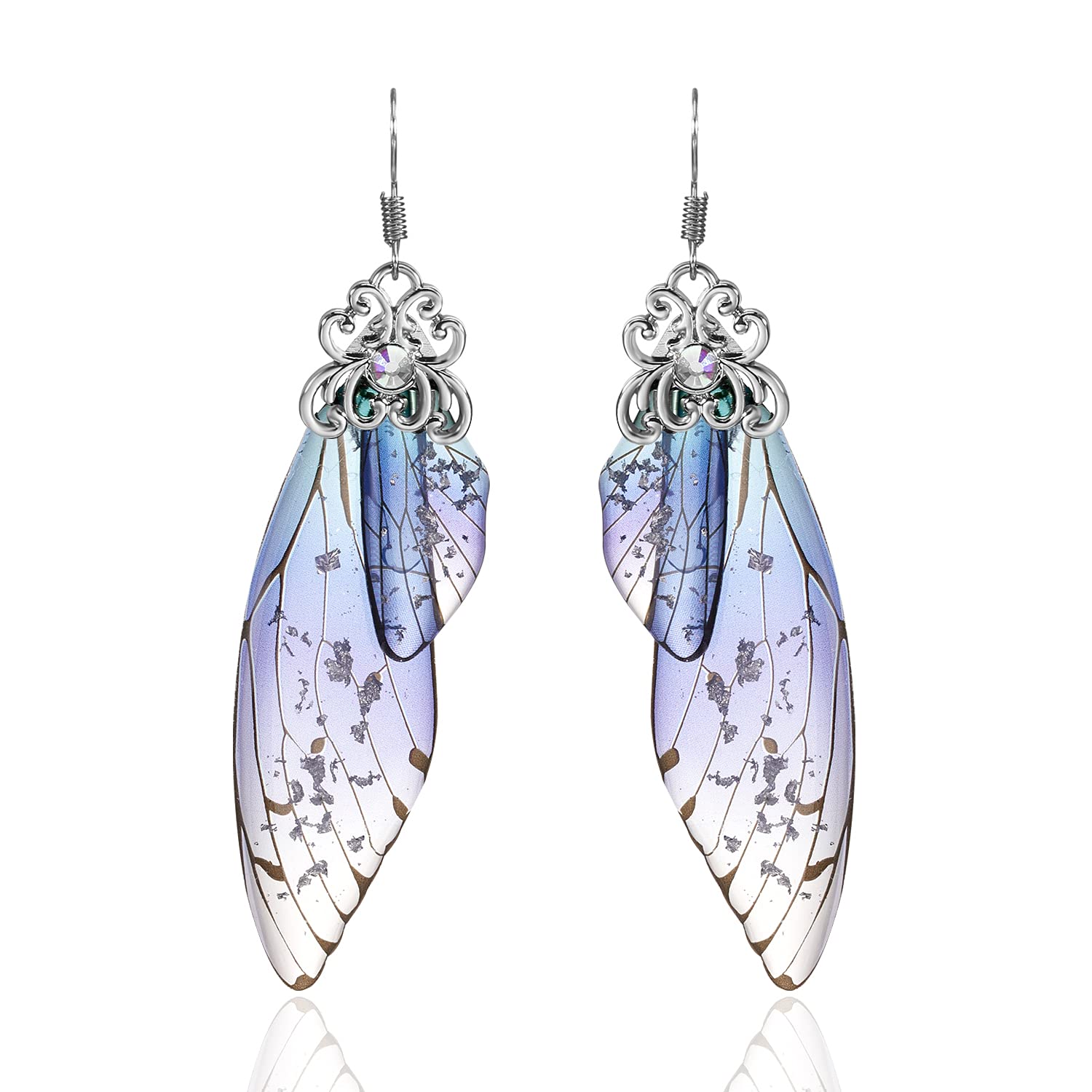 BELLA-Bee Gold Plated Crystal Rhinestone Butterfly Wing Drop Dangle Earrings for Women & Girls - Perfect for Weddings, Parties & Special Occasions