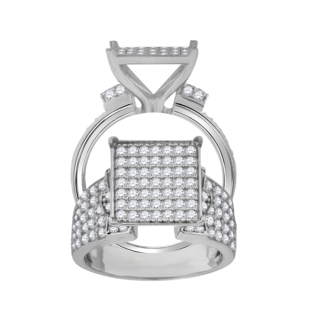 925 Sterling Silver CZ Square Head Bridal Wedding Ring for Women - Elegant Anniversary & Engagement Band for Couples - Perfect for Proposals, Weddings & Special Occasions