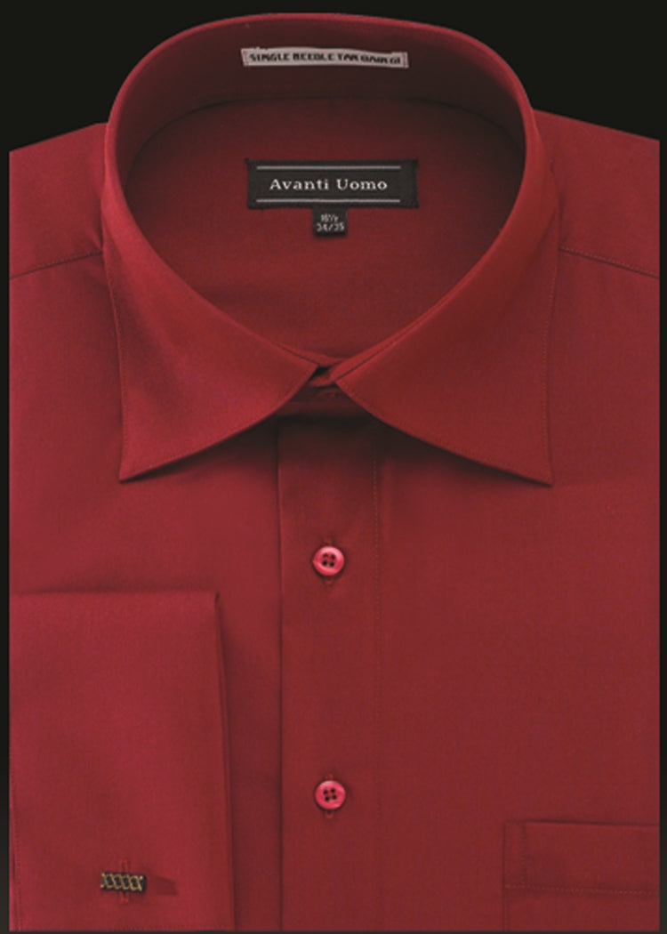 Premium Avanti Uomo French Cuff Dress Shirt DN32M in Crimson Red | Formal Business Attire & Special Occasion Wear for Men