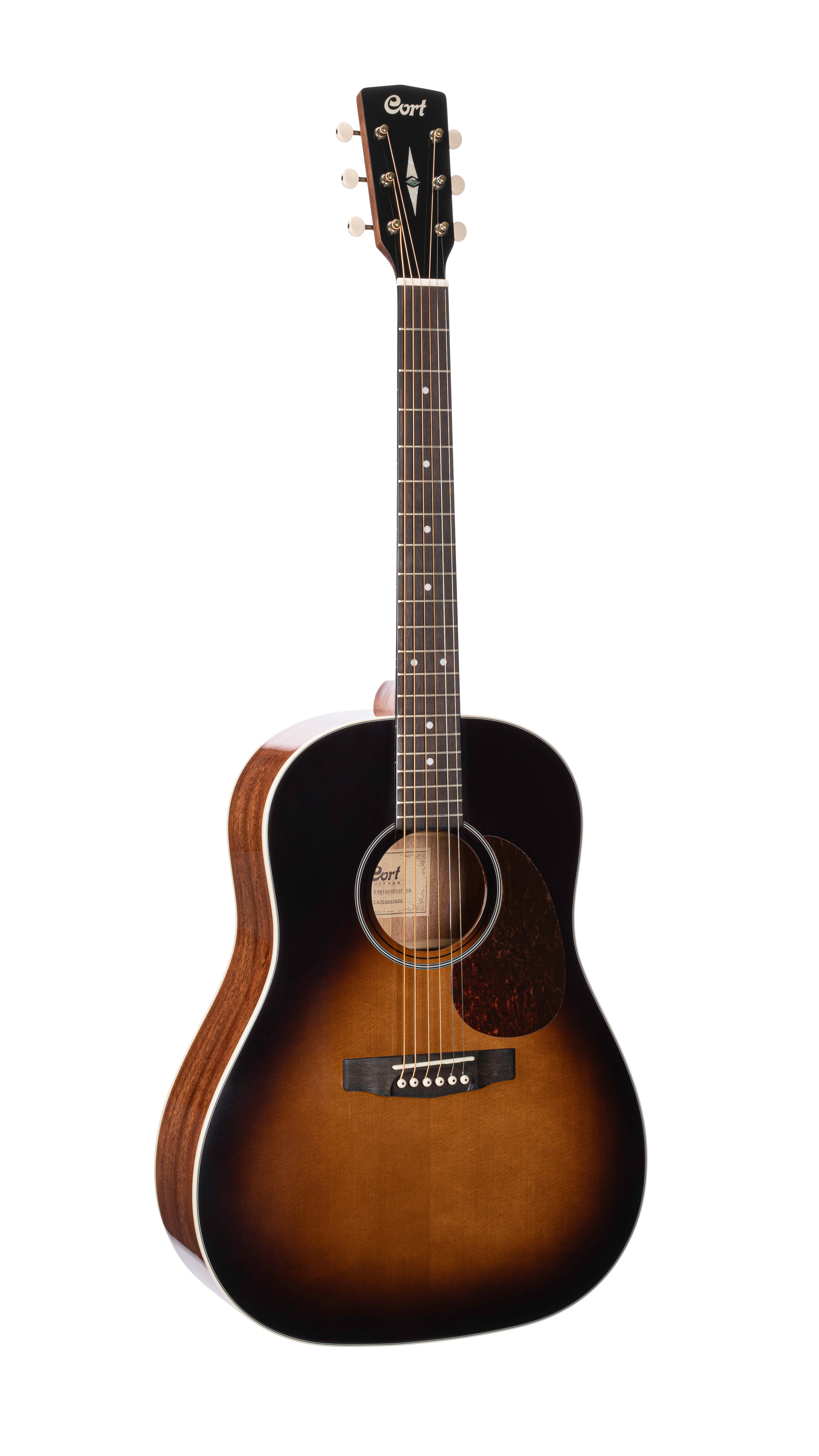 Cort Earth 100SSF SB Slope Shoulder Dreadnought Acoustic Guitar with Fishman EQ - Perfect for Live Performances, Studio Recording & Campfire Sing-Alongs