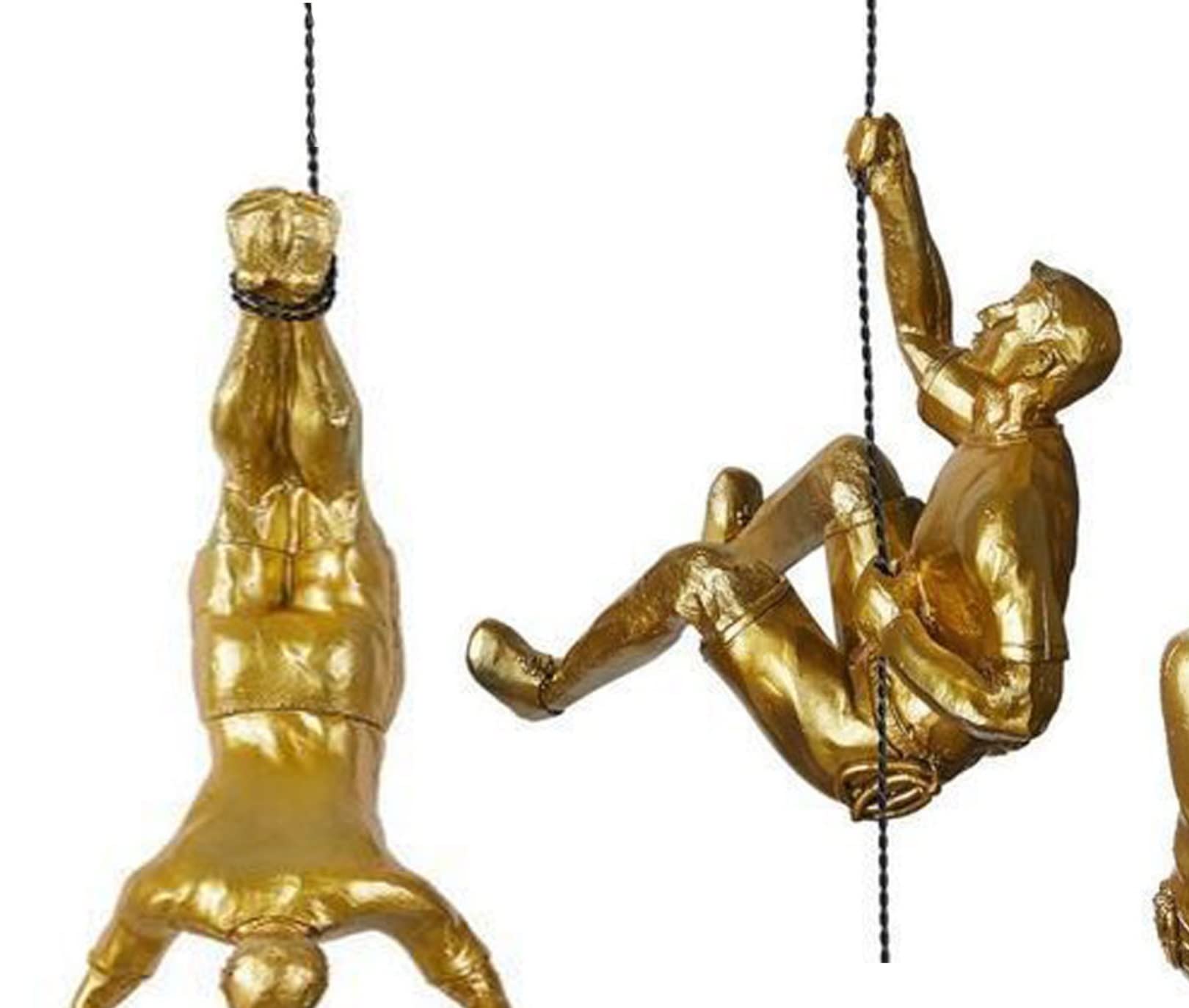 XiuLi 3-Piece Rock Climbing Wall Art Decor - Gold Resin & Metal Wall Sculptures for Home & Office - Perfect for Living Room, Bedroom, or Gym Wall Decoration