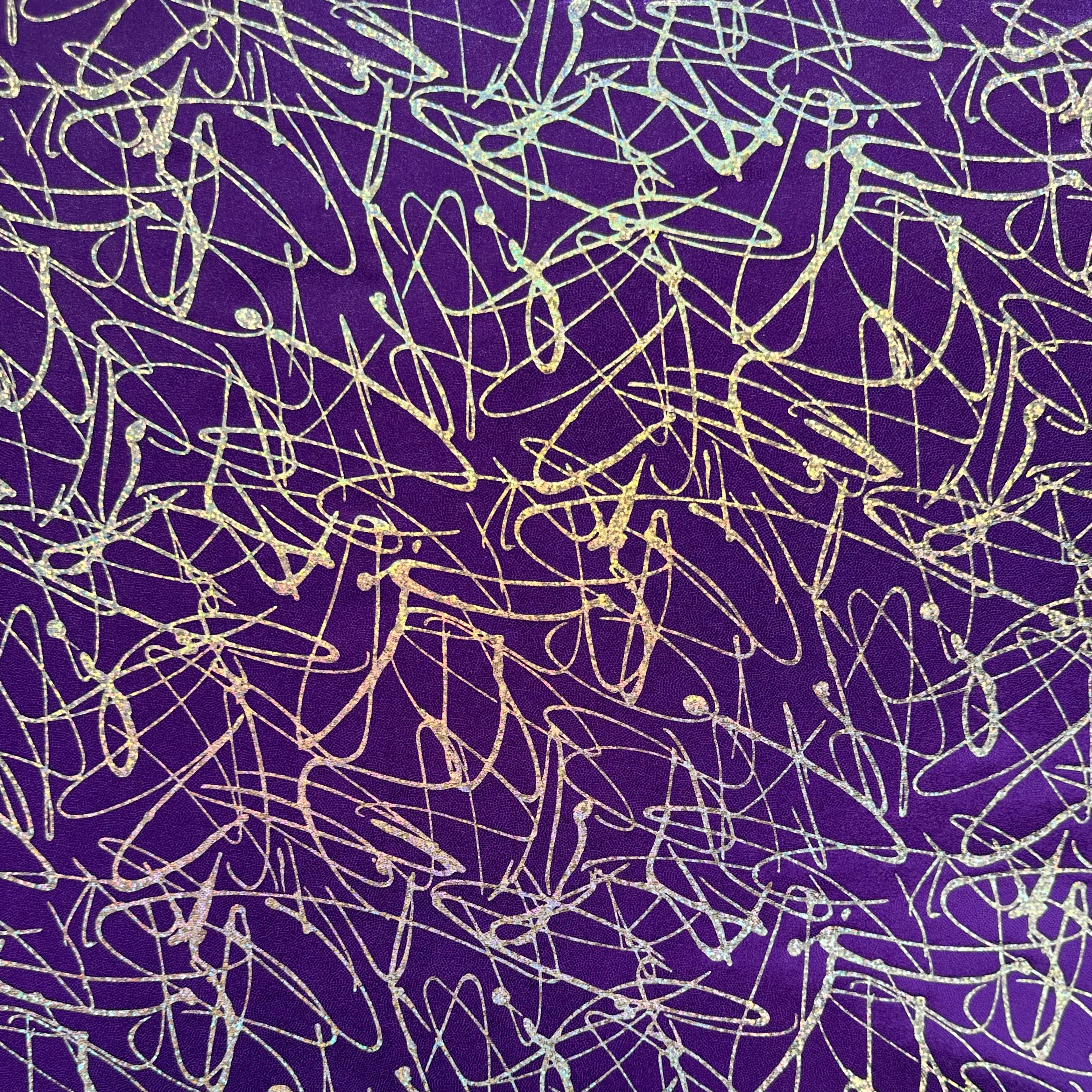 Hologram Fog Foil Spandex Fabric - Erratic Purple Metallic Stretch Material for Dance Costumes, Leggings & Fashion Apparel