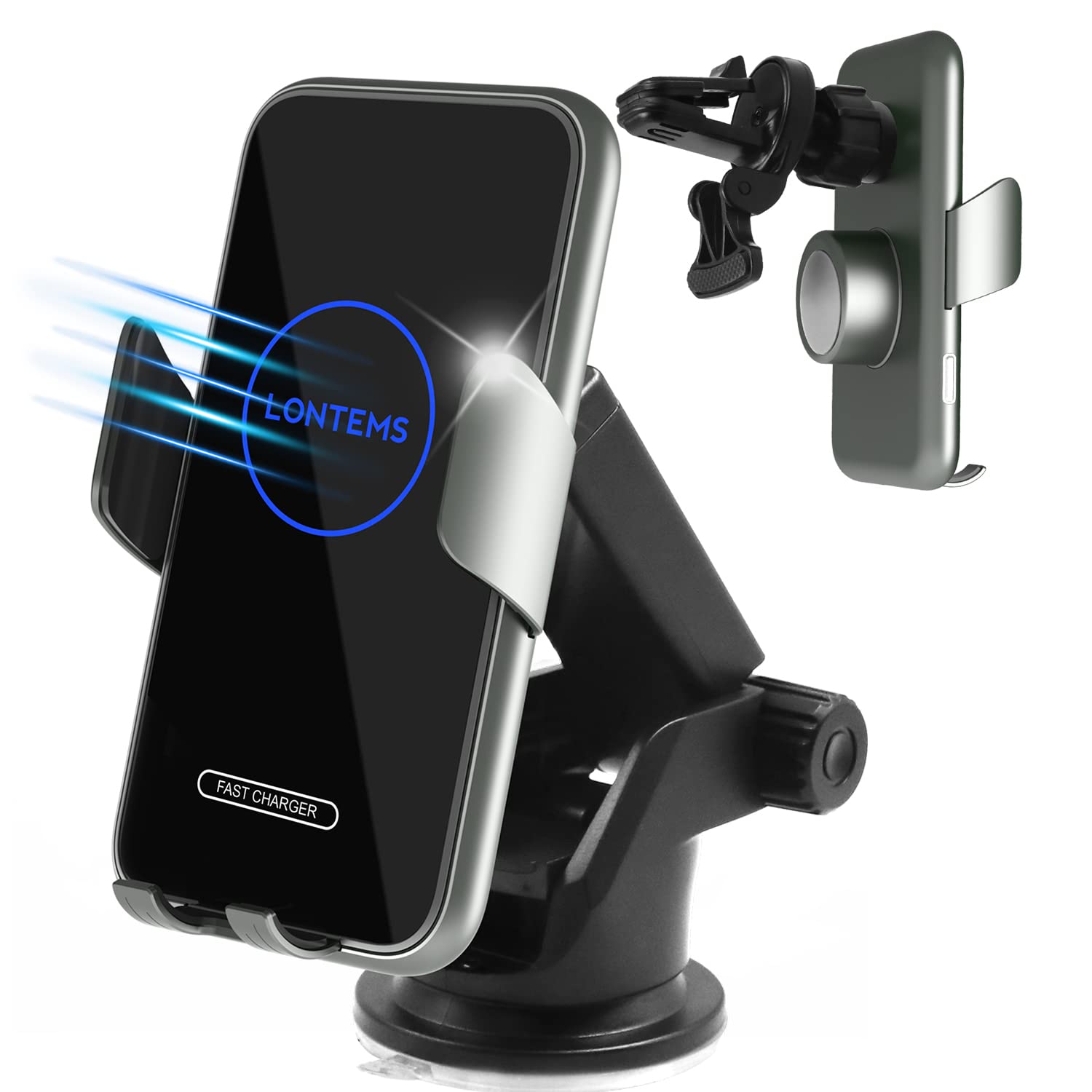 15W Fast Wireless Car Charger Mount - Auto Clamping Phone Holder for iPhone 15/14/13/12/11 Pro Max & Samsung - Universal Dashboard Air Vent Windshield Phone Stand - Perfect for Commuting, Road Trips & GPS Navigation