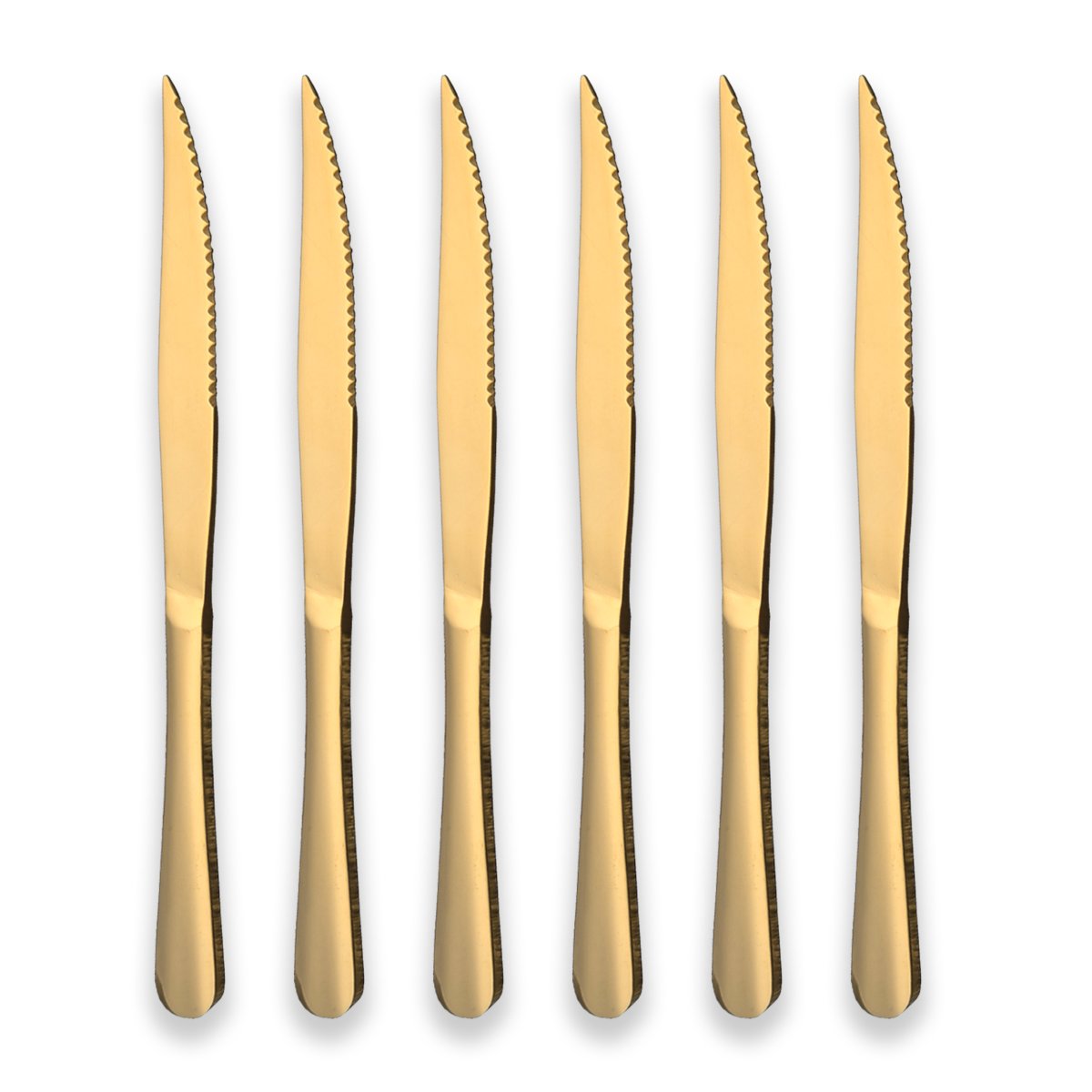 Premium Titanium-Plated Multicolor Stainless Steel Steak Knives Set - Heavy Duty Professional Chef Knives for BBQ, Weddings, Dinners & Parties - 6-Pack Kitchen Cutlery for Home & Restaurant Use