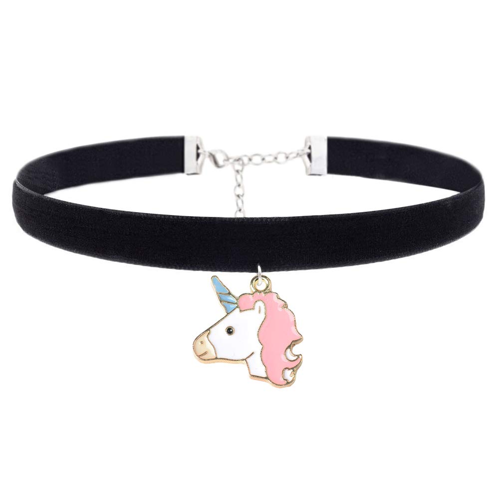 Flamingo & Unicorn Pendant Choker Necklace for Girls - Trendy Fashion Jewelry Gift for Women & Kids - Perfect for Christmas, Birthday & Party Accessories