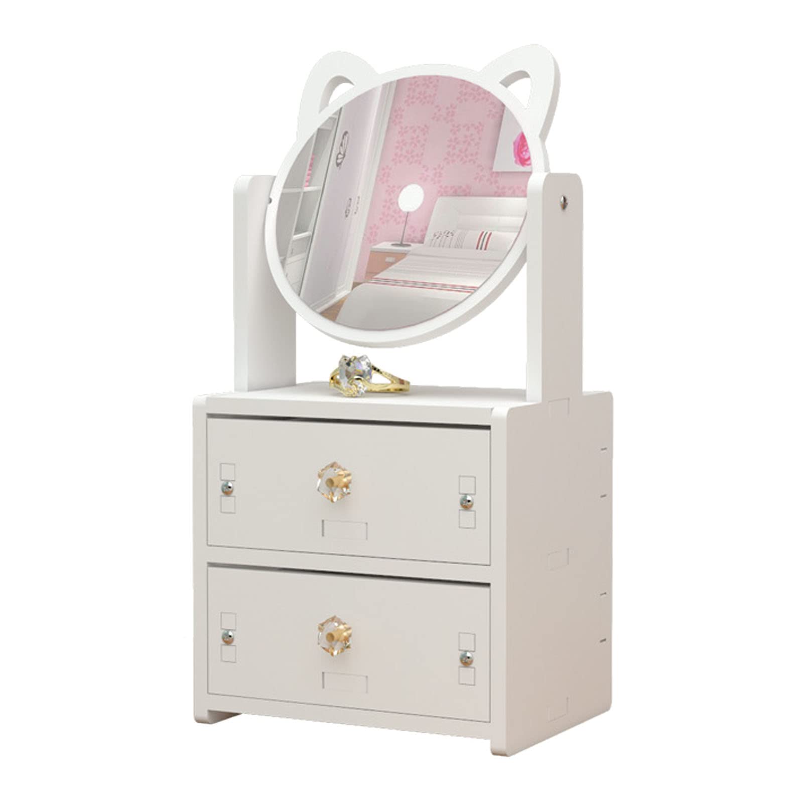 FAWEDERA White Vanity Desk with Mirror - Makeup Dressing Table with Drawers for Bedroom, Studio & Home Decor | Perfect for Cosmetics Storage & Beauty Routine Organization
