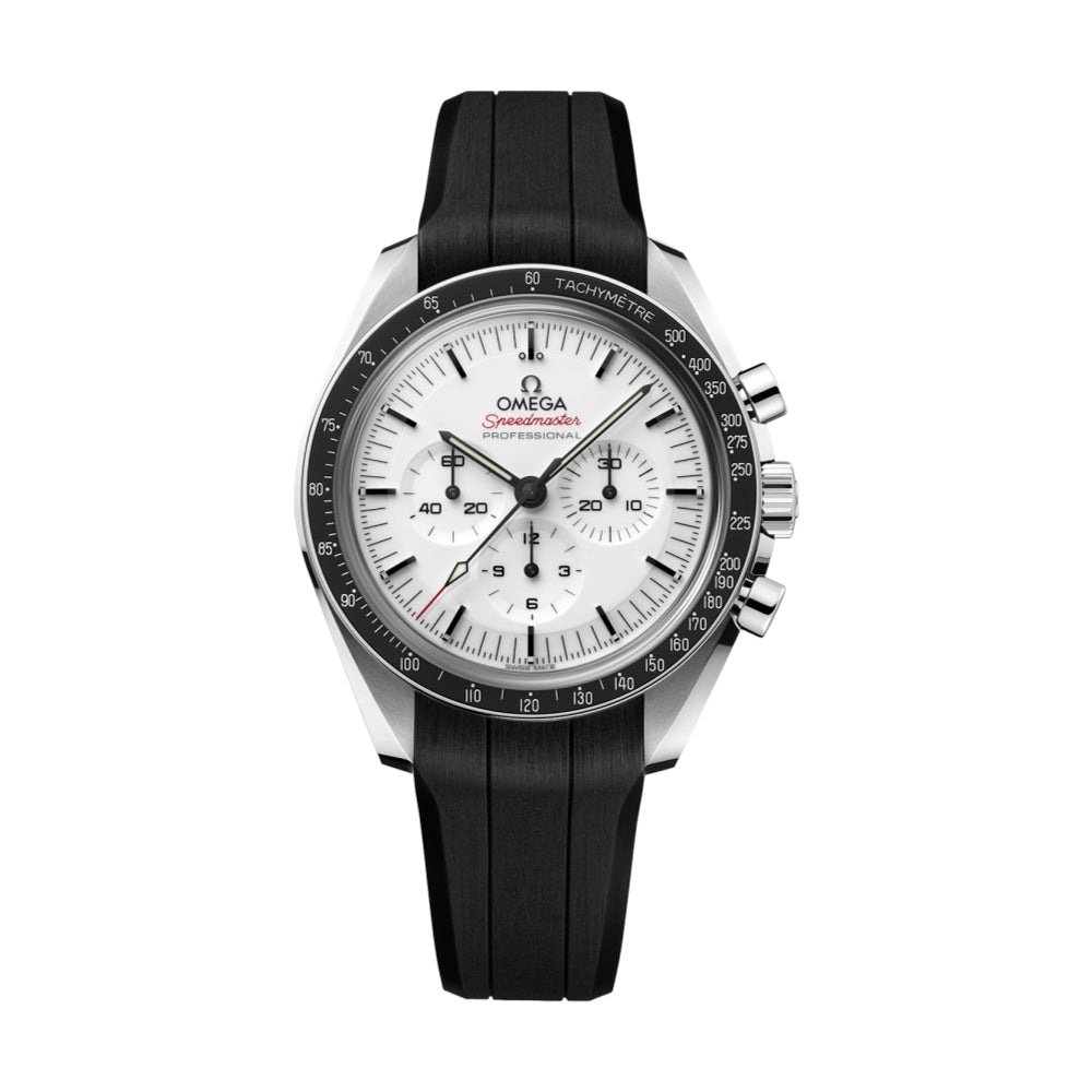 Speedmaster Moonwatch Professional Co-Axial Master Chronometer Chronograph 42mm - White Dial with Sapphire Crystal & Rubber Strap | Luxury Men's Watch for Space Enthusiasts & Professional Divers