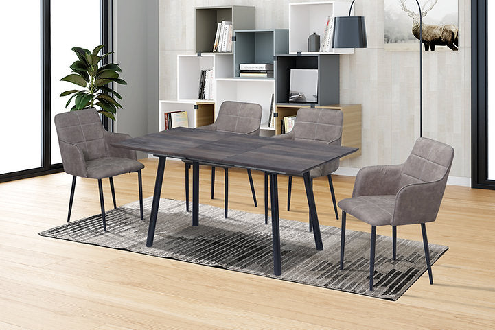 Charcoal Brown PU Leather Dining Chairs with Black Metal Legs - Set of 2 Modern Kitchen & Dining Room Furniture for Home & Office
