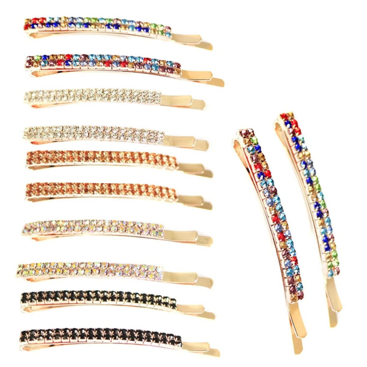 Lurrose 10pcs Rhinestone Barrettes Crystal Hair Clips - Trendy Hair Accessories for Women, Korean Style Hair Charms (Perfect for Weddings, Parties & Daily Styling)