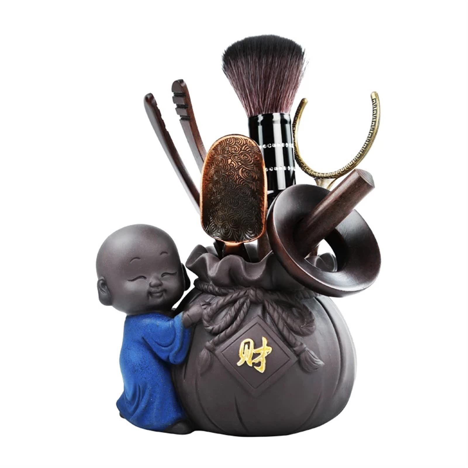 Premium Chinese Tea Ceremony Set - 6-Piece Tea Art Accessories Kit with Zisha Clay Tea Cylinder for Home Use | Perfect for Gongfu Tea Brewing, Gift Giving & Relaxation (Color: A)