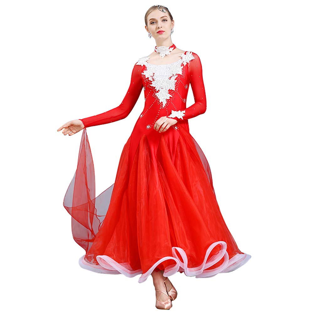 Elegant Women's Ballroom Dance Competition Dress - Smooth Latin Satin Gown for Professional Dancers & Performances | Perfect for Waltz, Tango & Standard Dance Competitions