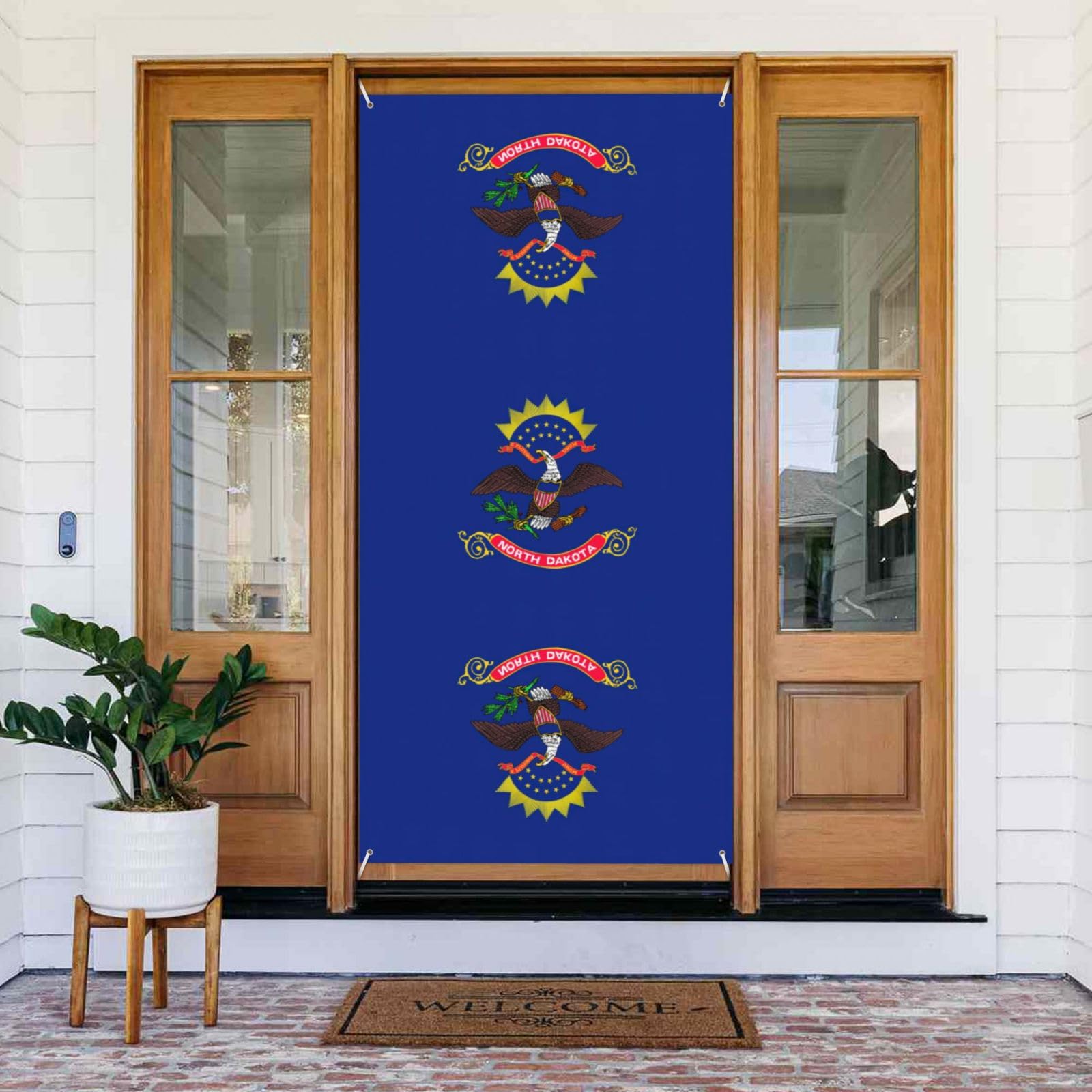 North Dakota State Flag Door Banner - Holiday Party Porch Decoration for Home & Events