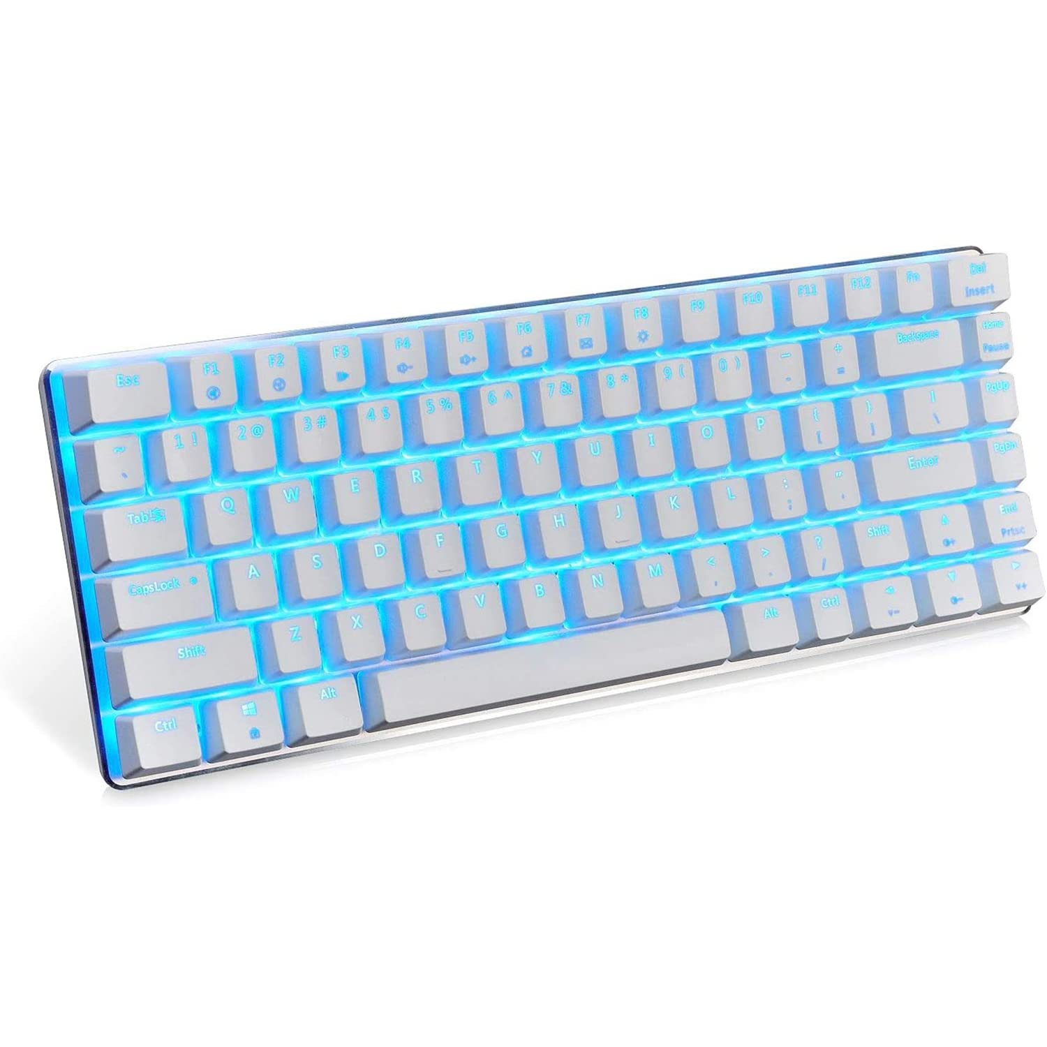 Gaming Mechanical Keyboard with Blue Switches - Wired USB Metal Keyboard with Blue LED Backlit for PC Gamers | Durable & Responsive for Competitive Gaming & Office Work (White)