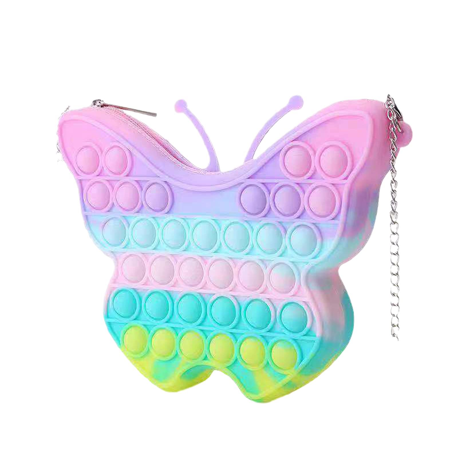 **Pop Fidget Sensory Toy Crossbody Purse for Women & Girls - Push Bubble Stress Relief Handbag, D-Rainbow Butterfly Shoulder Bag for Kids & Adults - Perfect for Anxiety Relief, Travel & School Accessories**