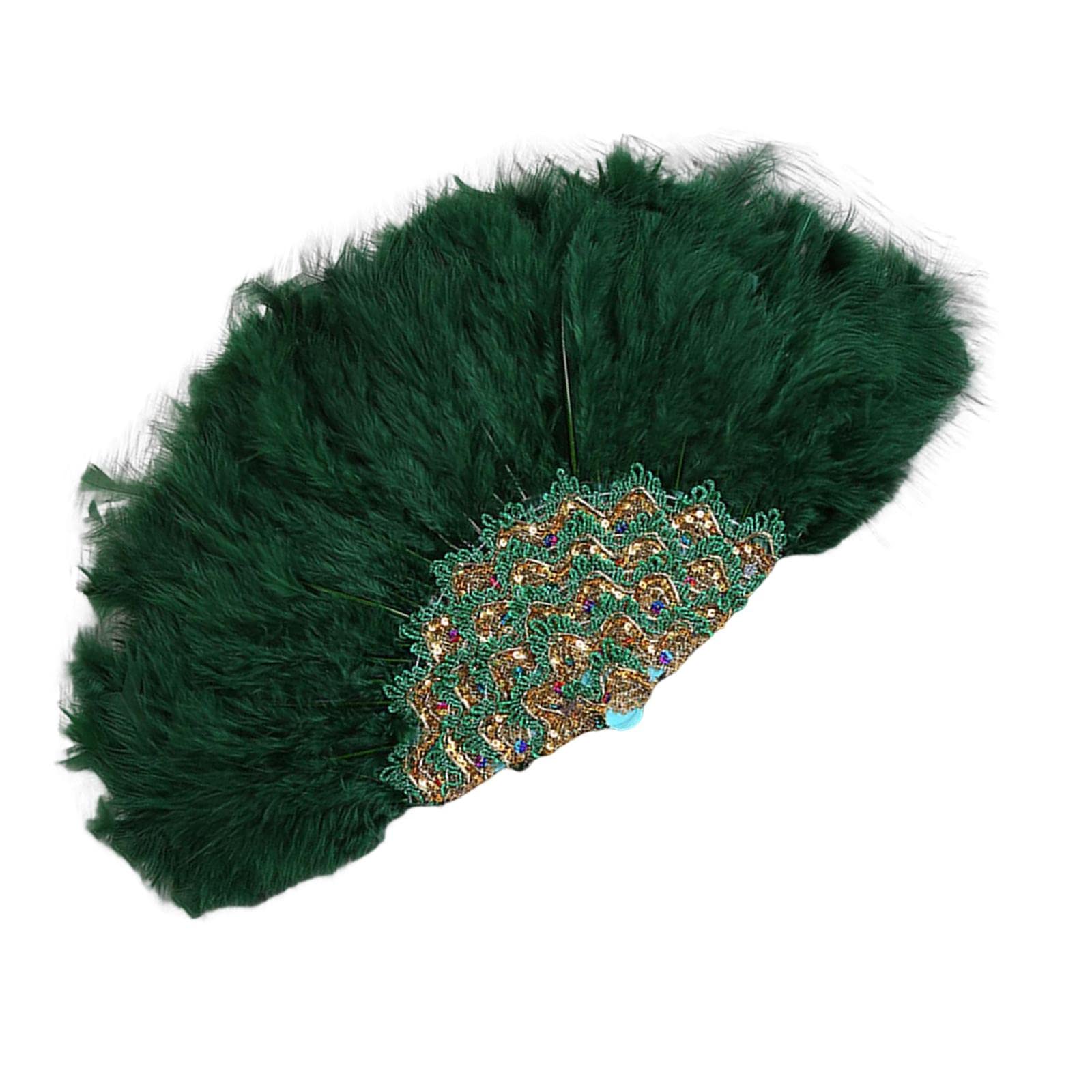 Elegant Handheld Fan for Weddings, Parties & Special Events - Portable Green Folding Fan for Outdoor Ceremonies, Bridal Showers & Summer Cooling
