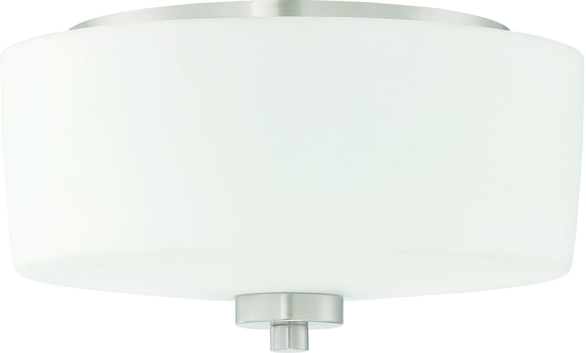 12W Clarendon 2-Light Flush Mount Ceiling Light Fixture - Brushed Polished Nickel Finish - Perfect for Bedroom, Hallway & Entryway Lighting