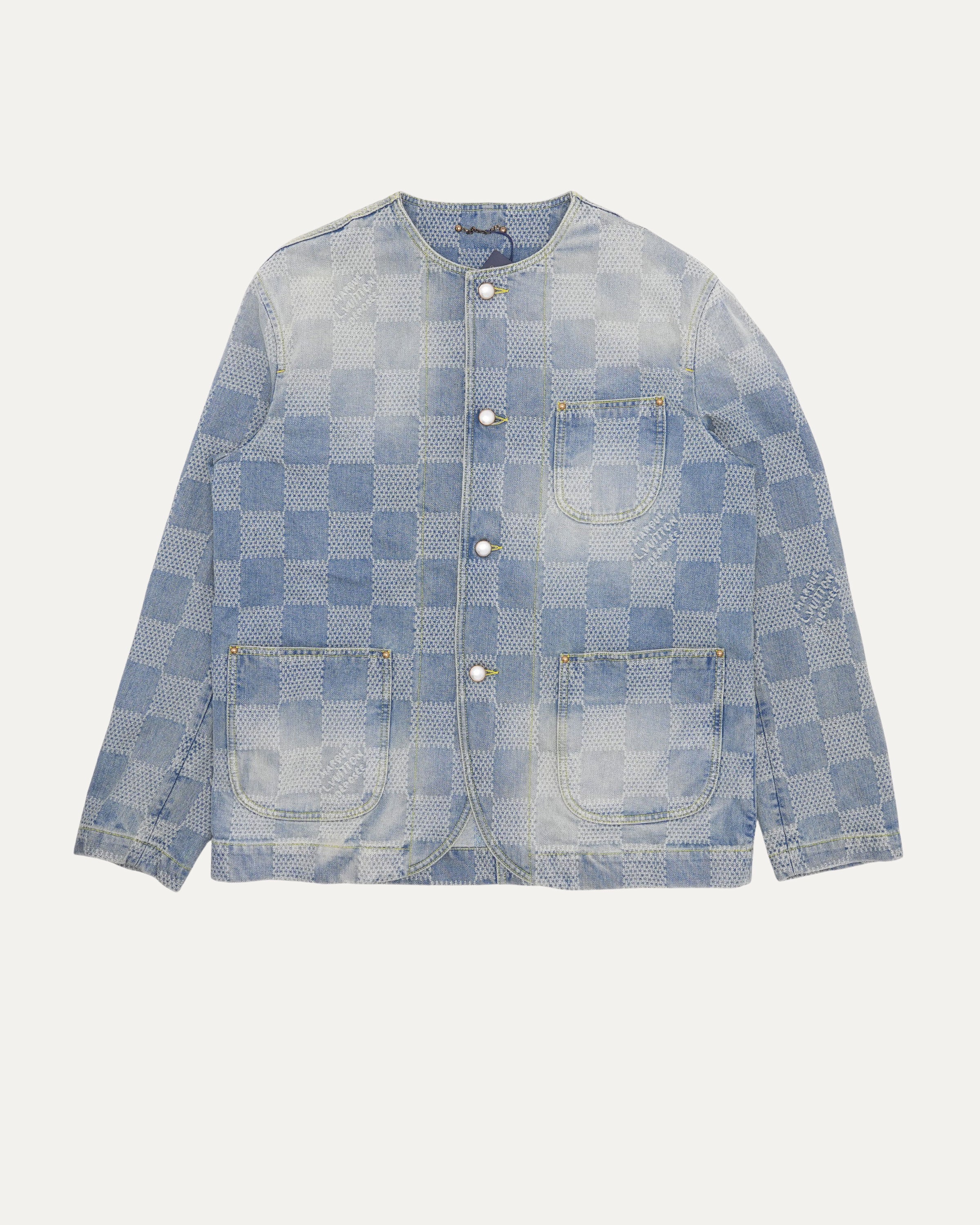 3D Damier Chic Denim Jacket for Women - Stylish Distressed Vintage Denim Coat with Unique Checkerboard Pattern | Perfect for Casual Outfits, Streetwear Fashion & Everyday Wear