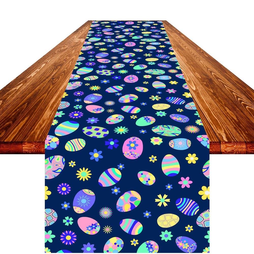 Easter Bunny Egg Table Runner - Holiday Party Decor, Spring Tablecloth for Home, Restaurant & Easter Celebrations - Set of 3 Festive Table Decorations