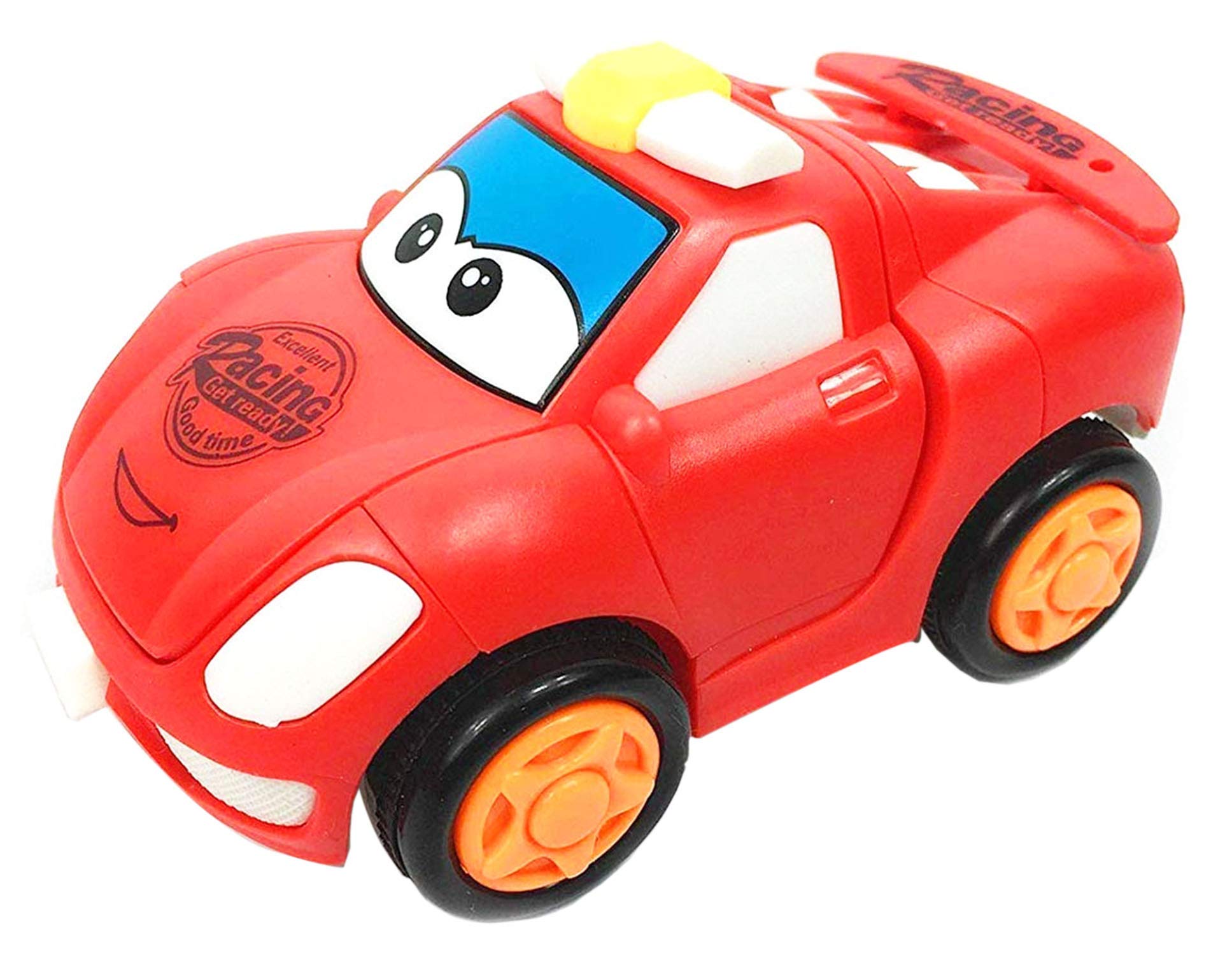 Mini Racing Friction Toy Car - Transforming Robot Push & Go Toy for Kids (Red) | Fun STEM Learning & Pretend Play Gift for Boys & Girls