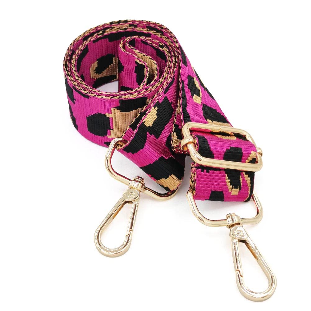 Women's Crossbody Purse Strap - Pink Leopard Print Adjustable for Handbags & Guitar Cases