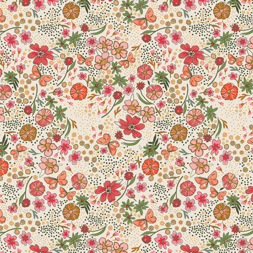 Art Gallery Fabrics The Flower Fields FLF85901 Floral Abundance Shine - Premium Cotton Fabric for Quilting, Dressmaking & Home Decor