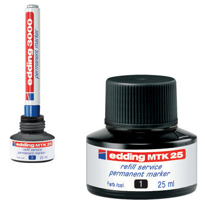 edding MTK25 Permanent Ink Refill Station 25ml - High-Quality Ink Refills for Markers, Ideal for Office, School & Craft Projects