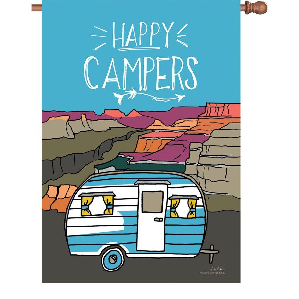 Happy Campers House Flag - Durable Outdoor Decorative Banner for Garden, Yard & Patio - Perfect for Camping, RV & Home Decor