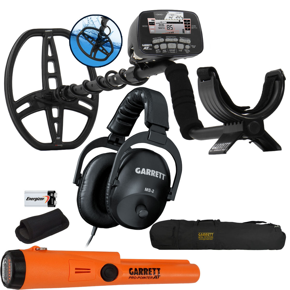 Garrett AT PRO Professional Metal Detector with Waterproof Headphones, Pro Pointer AT Pinpointer & Carry Bag - Perfect for Treasure Hunting, Beach & Underwater Metal Detecting