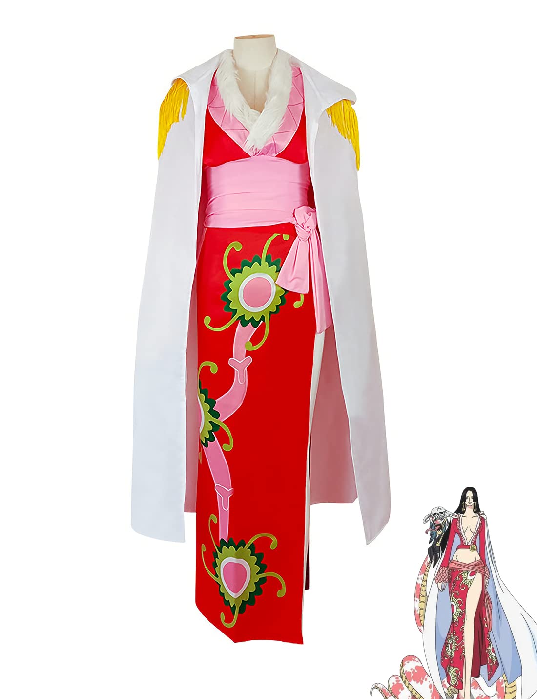 Anime Cosplay Costume One Piece Boa Hancock Dress Cloak Cheongsam Outfit for Halloween Party, Cosplay Events & Anime Conventions - Official Licensed Uniform Suit