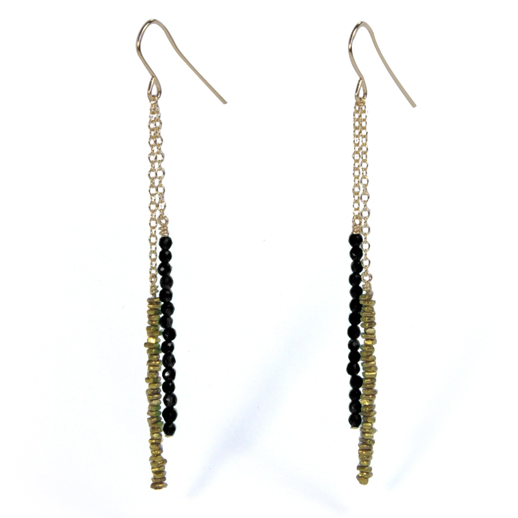 Black Pyrite Beaded Earrings for Women - Natural Stone Dangle Earrings - Boho Chic Jewelry for Party, Wedding & Everyday Wear