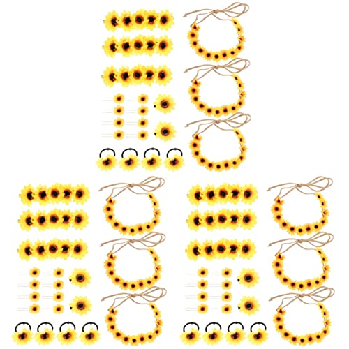 Sunflower Hair Accessories Set - 20 Pcs Hairbands & Clips for Women & Girls