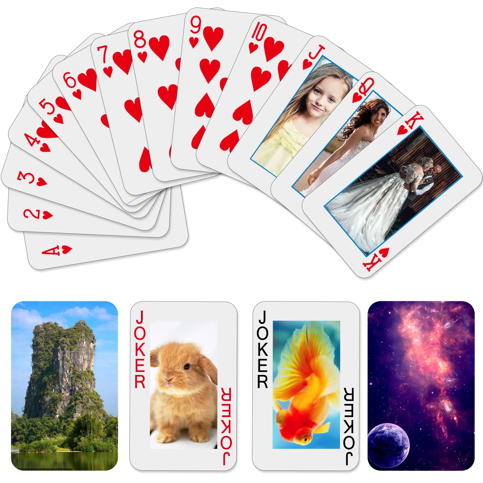 Custom Photo Playing Cards - Personalized Deck with 6 Photos (10 Decks) | Unique Gift for Boyfriend, Girlfriend, Couples & Friends | Perfect for Game Nights, Travel & Special Occasions